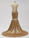 Gold Sequin See Through Halter Mermaid Long Cheap Bridesmaid Dresses Online, WG598
