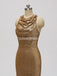 Gold Sequin See Through Halter Mermaid Long Cheap Bridesmaid Dresses Online, WG598