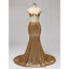Gold Sequin See Through Mermaid Cheap Bridesmaid Dresses Online, WG595