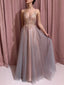 Gorgeous A-line Spaghetti Straps V-neck Maxi Long Prom Dresses,Evening Dresses,12994