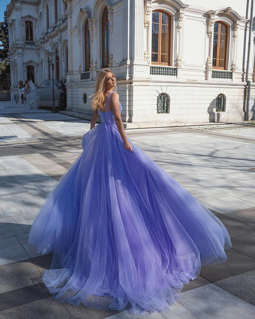 Gorgeous A-line Straps Maxi Long Prom Dresses,Evening Party Prom Dresses,13037