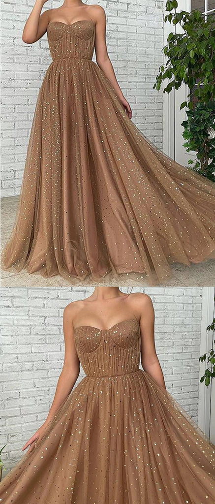 Gorgeous Brown A-line Sweetheart Maxi Long Prom Dresses,Evening Dresses,12971