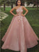 Gorgeous Pink A-line One Shoulder Maxi Long Prom Dresses,Evening Dresses,13016