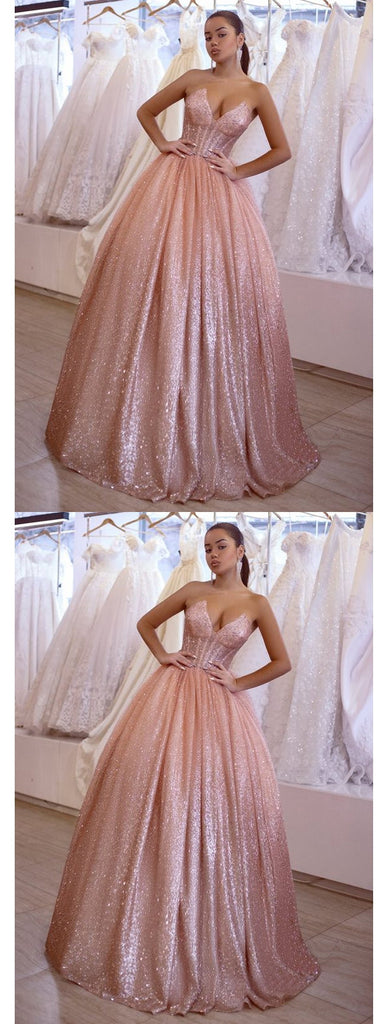 Gorgeous Pink A-line V-neck Maxi Long Prom Dresses,Evening Dresses,12980