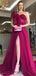 Gorgeous Red A-line High Slit One Shoulder Maxi Long Prom Dresses,12940