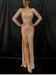 Gorgeous Sheath High Slit Long Sleeves Maxi Long Prom Dresses,Evening Dresses,12986