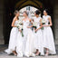 Gorgeous White Lace Mismatched Styles Hi Lo Pretty Long Bridesmaid Dresses for Wedding Party, WG199