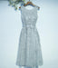 Gray Lace Round Neckline Homecoming Prom Dresses, Affordable Corset Back Short Party Prom Dresses, Perfect Homecoming Dresses, CM251