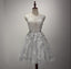 Gray Lace See Through Homecoming Prom Dresses, Affordable Corset Back Short Party Prom Dresses, Perfect Homecoming Dresses, CM236
