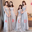 Gray Lace Short Sleeve Long Bridesmaid Dresses, Mismatched Custom Long Bridesmaid Dresses, Cheap Bridesmaid Gowns, BD0001