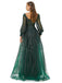 Green A-line Jewel Long Sleeves Prom Dresses Online, Evening Party Dresses,12589