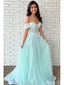 Green A-line Off Shoulder Cheap Long Prom Dresses,Evening Party Dresses,12629