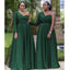 Green A-line One Shoulder Long Sleeves Cheap Bridesmaid Dresses,WG1248