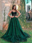 Green A-line Spaghetti Straps Cheap Long Prom Dresses Online,Dance Dresses,12404