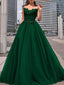 Green A-line Spaghetti Straps Long Prom Dresses Online,Dance Dresses,12423