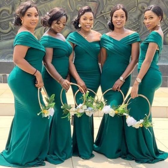 Green Mermaid Off Shoulder Cheap Long Bridesmaid Dresses Online,WG1169