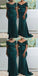 Green Off Shoulder Mermaid Cheap Long Bridesmaid Dresses Online,WG1471