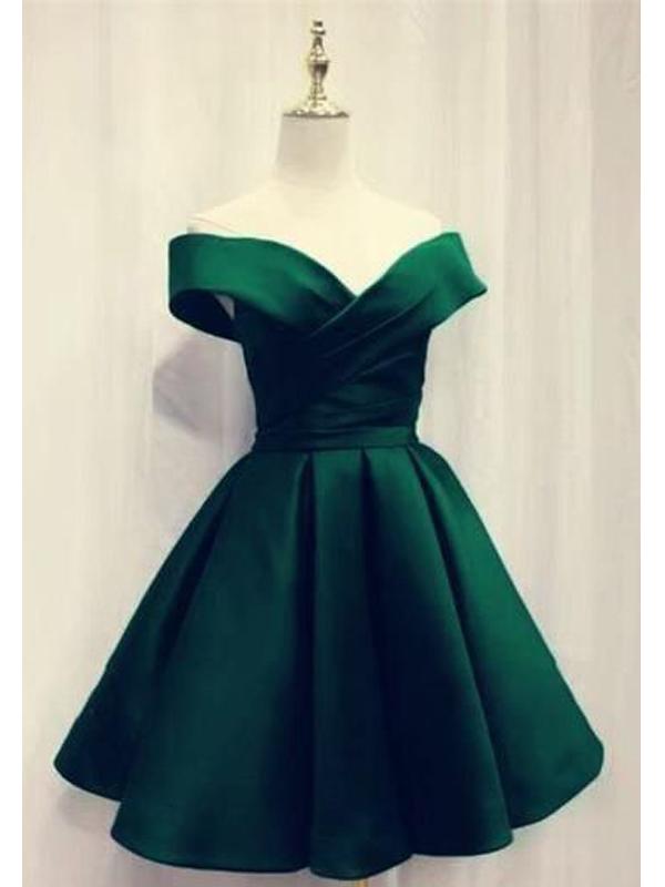 Green Off Shoulder Short Homecoming Dresses Online, Cheap Short Prom Dresses, CM853