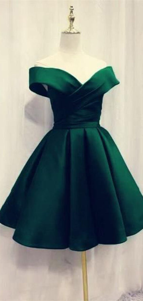 Green Off Shoulder Short Homecoming Dresses Online, Cheap Short Prom Dresses, CM853