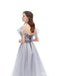 Grey A-line Short Sleeves Off Shoulder Long Prom Dresses Online,12585