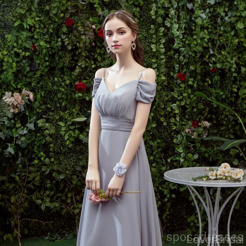 Grey Floor Length Mismatched Chiffon Cheap Bridesmaid Dresses Online, WG532