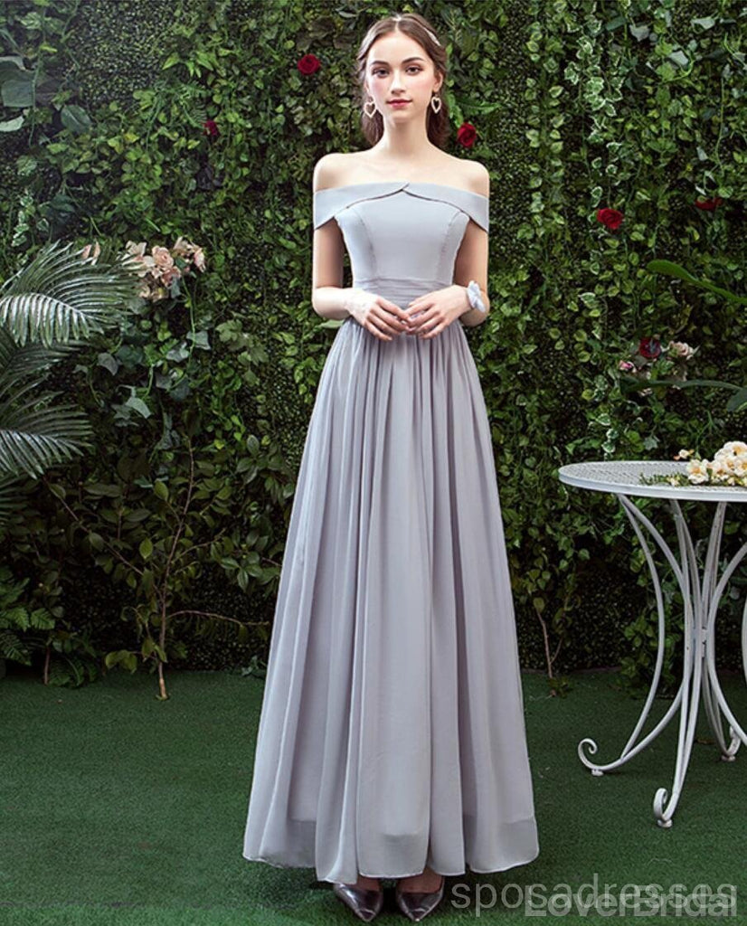 Grey Floor Length Mismatched Chiffon Cheap Bridesmaid Dresses Online, WG532