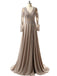 Grey Long Sleeves Lace Side Slit Long Evening Prom Dresses, Cheap Sweet 16 Dresses, 18353