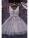 Grey Sleeveless Lace Short Homecoming Dresses Online, Cheap Short Prom Dresses, CM865