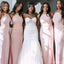 Halter Blush Pink Mermaid Cheap Long Bridesmaid Dresses Online, WG362