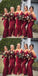 Halter Dark Red Mermaid High Low Cheap Bridesmaid Dresses Online, WG683