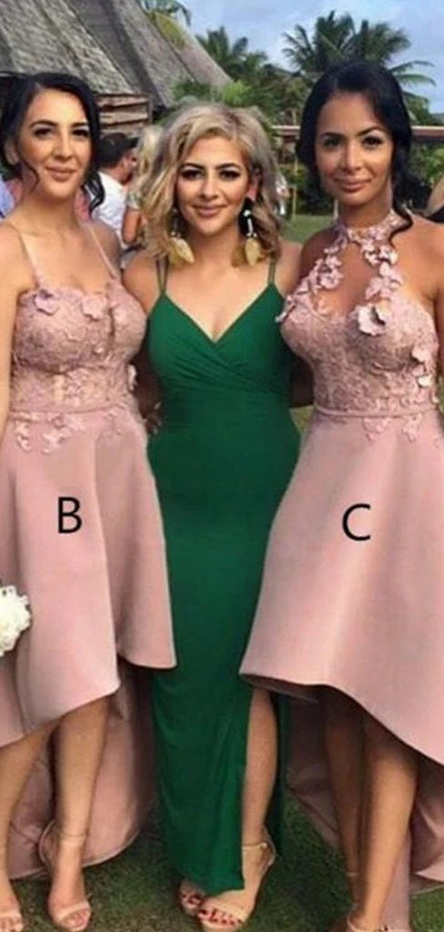 Halter Lace Applique Sleeveless Short  Bridesmaid Dresses Online, WG806