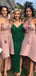 Halter Lace Applique Sleeveless Short  Bridesmaid Dresses Online, WG806