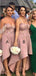 Halter Lace Applique Sleeveless Short  Bridesmaid Dresses Online, WG806
