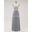 Halter Lace Long Chiffon Grey Cheap Bridesmaid Dresses Online, WG583