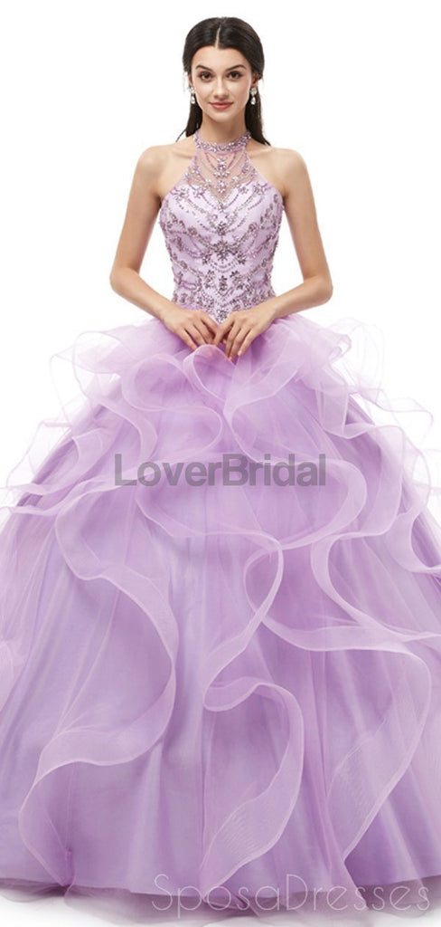 Halter Lilac Heavy Beaded Quinceanera Dresses, Evening Party Prom Dresses, 12101