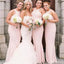 Halter Mermaid Blush Pink Cheap Long Wedding Bridesmaid Dresses, WG1222