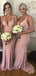 Halter Pale Pink Mermaid Floor Length Cheap Bridesmaid Dresses Online, WG562