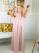 Halter Pink Lace Side Slit Long Evening Prom Dresses, 17672