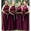 Halter Plum Chiffon Long Bridesmaid Dresses Online, Cheap Bridesmaids Dresses, WG743