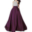 Halter Rhinestone Beaded Purple A-line Long Evening Prom Dresses, 17678