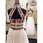 Halter Two Pieces Embroidery White Long Evening Prom Dresses, Cheap Custom Sweet 16 Dresses, 18457