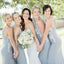 Halter Unique Lace Mermaid Cheap Long Grey Bridesmaid Dresses Online, WG217