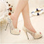 Hand Made High Heels Fish Toe Lace Sexy Wedding Bridal Shoes, S037