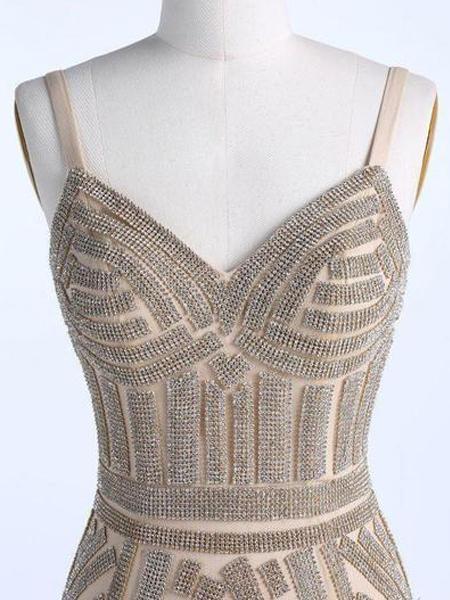 Heavily Beaded Mermaid Rhinestone Long Evening Prom Dresses, Party Custom Prom Dresses, 18638