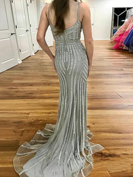 Heavily Beaded Mermaid Rhinestone Long Evening Prom Dresses, Party Custom Prom Dresses, 18638