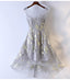 High Low Grey Yellow Lace Homecoming Prom Dresses, Affordable Corset Back Short Party Prom Dresses, Perfect Homecoming Dresses, CM256