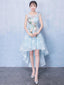 High Low Light Blue Lace Cheap Homecoming Dresses Online, CM697