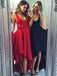 High Low V Neck Simple Cute Red Homecoming Dresses 2018, CM560