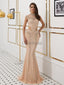 High Neck Cap Sleeves Heavily Beaded Sexy Mermaid Evening Prom Dresses, Evening Party Prom Dresses, 12094