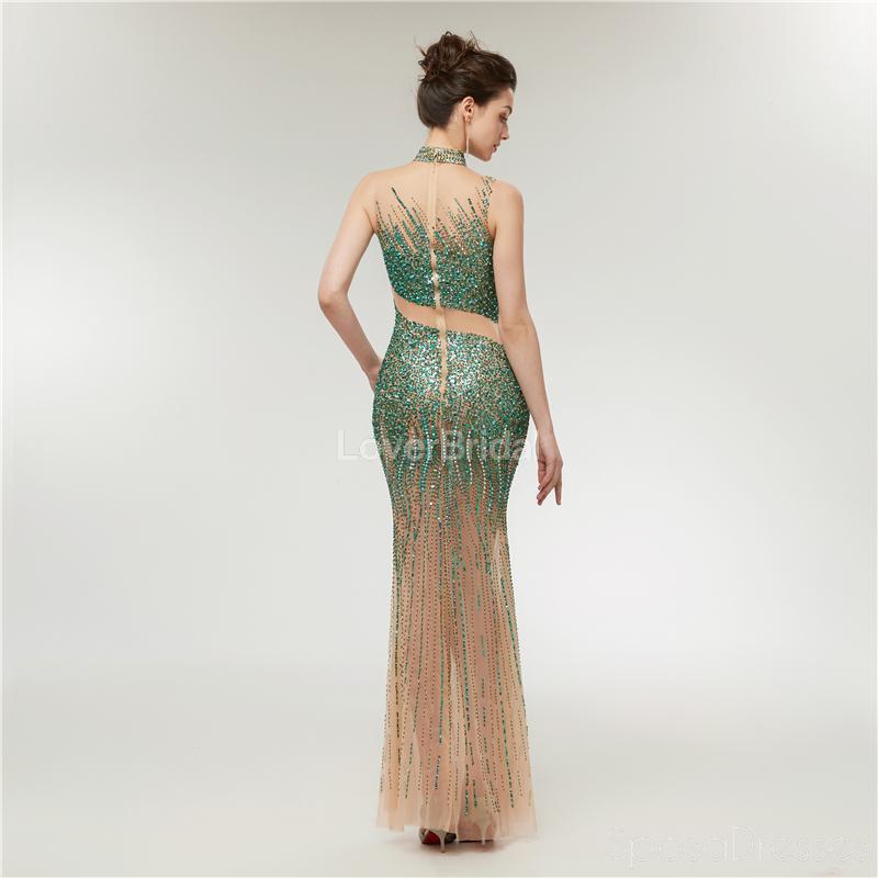High Neck Heavily Beaded Mermaid Long Evening Prom Dresses, Evening Party Prom Dresses, 12007